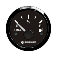 Указатель уровня топлива 0-190 Ом (ЕВРО), черный циферблат, черный ободок, д. 52 мм, Marine Rocket
