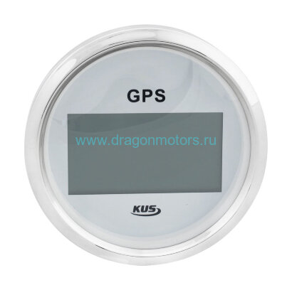 GPS-спидометр электронный, белый циферблат, нержавеющий ободок, выносная антенна, д. 85 мм