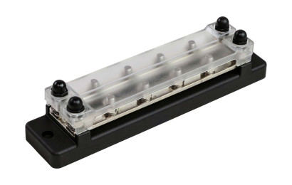 Колодка распределительная электромонтажная с защитной крышкой, 2 планки по 4 контакта