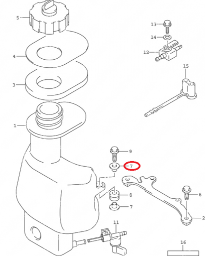 Шайба крепления топливного бака Suzuki DF4, DF6 09169-06088-000
