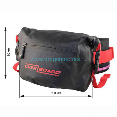 Водонепроницаемая поясная сумка OverBoard OB1049BLK-R - Waterproof Waist Pack - 2L (Black/Red)