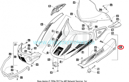 Пластик передний верхний синий/черный на Arctic Cat Z1 / 570XT