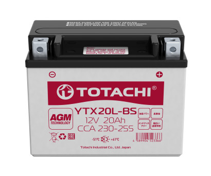 АКБ TOTACHI MOTO YTX20L-BS 20 а/ч L AGM