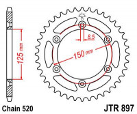 JT звезда задняя алюминий JTA897.52