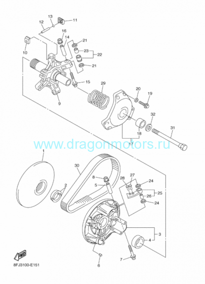 Диск вариатора внутренний Yamaha VK 10 - 8FP-17620-00-00