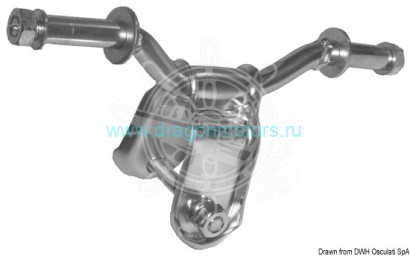 Osculati 02.029.32 - Кронштейн для боковых роликов ?120 мм, с подъемом, диаметр трубы 30 мм