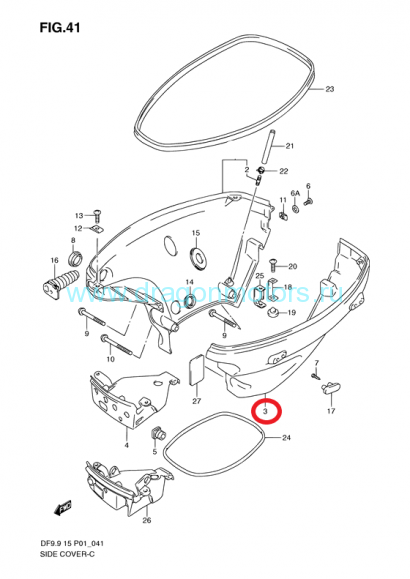 Боковая крышка по левому борту Suzuki 61821-94J00-0EP
