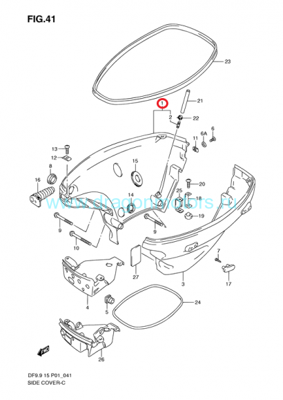 Боковая крышка по правому борту (чёрный) Suzuki 61810-94J00-0EP