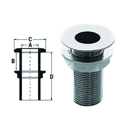 Стакан дренажный 1/2" с гайкой, нерж.сталь - 52501