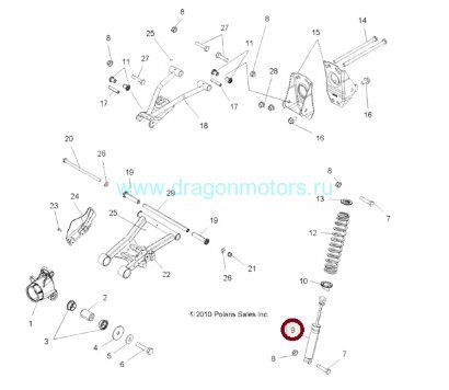 Задний амортизатор на Polaris Sportsmen Touring 570