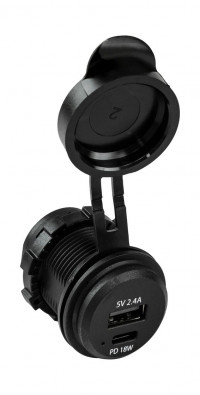 Разъем USB 5В 2.4А и USB PD Type-C, 18 Вт (AS221)