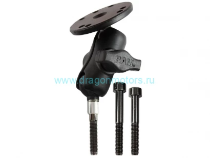 RAM-B-186-A-202U мото крепление RAM болты M8, муфта 60 мм, круглая площадка, шары 25 мм (1)
