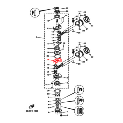 Щека (кривошип) коленвала Skipper для Yamaha 9.9,13.5,15 Щека (кривошип) 3