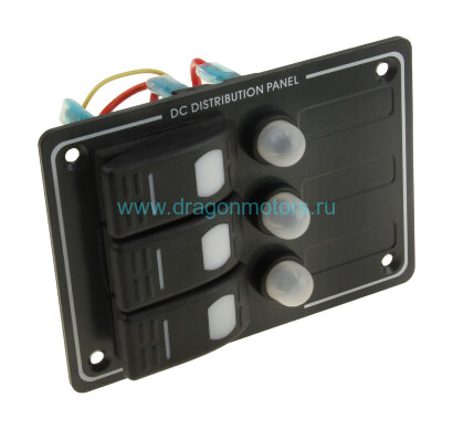 Панель бортового питания 3 переключателя с автоматами - AES121414A