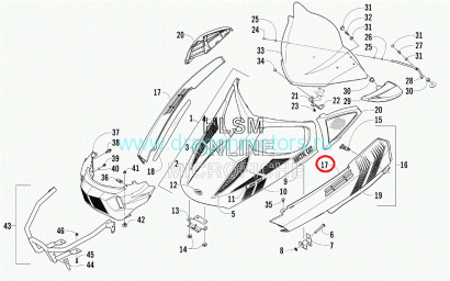 Панель боковая левая белая для Arctic Cat Bearcat 570 / Z1 WHITE OEM 5706-607