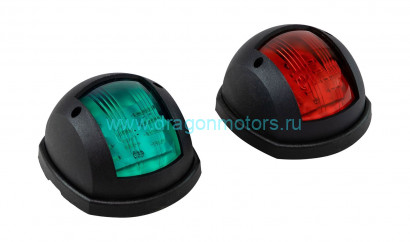 Огни ходовые 87х99 мм комплект (красный, зеленый), черный, LED, 12-24 В