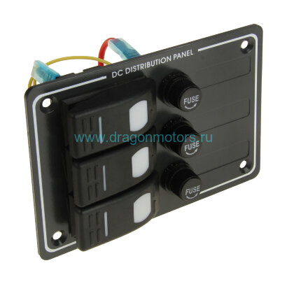 Панель бортового питания 3 переключателя с предохранителями - AES121414B