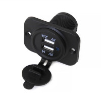 Панель с двойным USB разъемом и подсветкой NEKEKE 12-24V, прямоуг., фронт.: DS2113