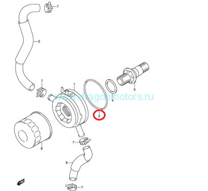 Уплотнительное кольцо корпуса масляного фильтра Suzuki 09280-64003-000