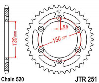 JT звезда задняя алюминий JTA251.50