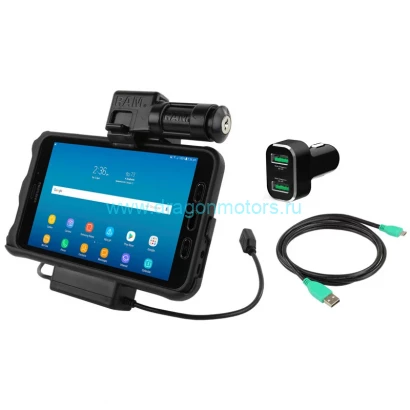 RAM-HOL-SAM7PKL2-CIGU док станция RAM EZ-Roll’r для Samsung Tab Active2, 2 USB авто розетка