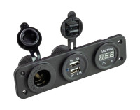 Панель с USB-разъемом 5в 2.1А, прикуривателем и вольтметром