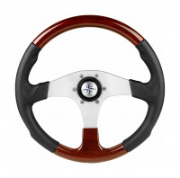 Рулевое колесо EVO MARINE 2 обод черный/коричневый, спицы серебряные д. 355 мм - VN850001-45
