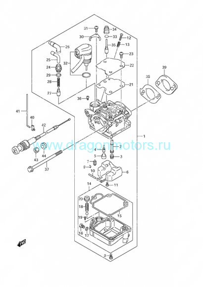 Карбюратор для лодочного мотора Suzuki DF 9.9A 2010- 13200-99J20-000 / 13200-99JN0-000