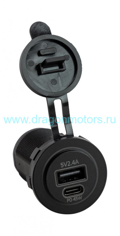 Разъем USB 5В 2.1А и USB PD Type-C, 45 Вт: AS238