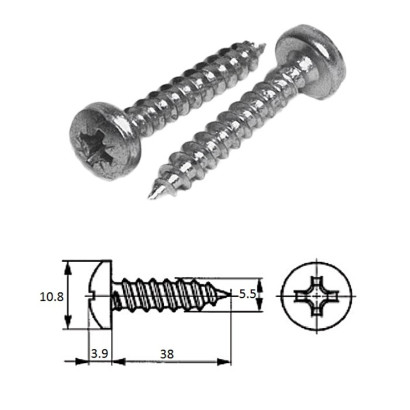 Шуруп п/кр.гол M5.5X 38 нерж.A2 /10 штук