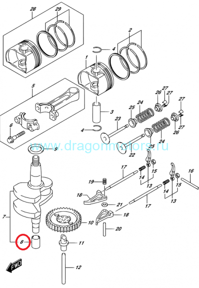 Шпонка коленвала Suzuki 12242-97JL0-000 / 12242-97JL1-000