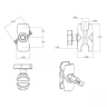 RAM-201U-B-50 муфта RAM короткая, 90 мм, под шары 38 мм (1,5, размер C). Комплект 50 шт