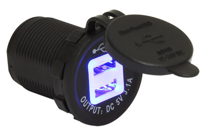 Гнездо питания с USB-разъемами, 3,1 А, подсветка (10264222)