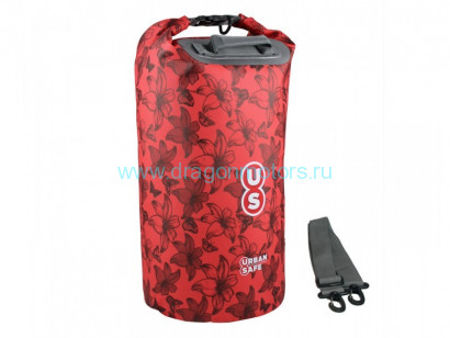 Водонепроницаемый гермомешок (с плечевым ремнем) OverBoard US1005R-Flowers - Waterproof Dry Tube Bag - 20L (Red)