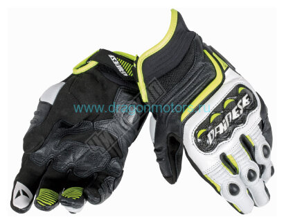 Перчатки мужские DAINESE CARBON D1 SHORT - BLACK/WHITE/FLUO-YELLOW