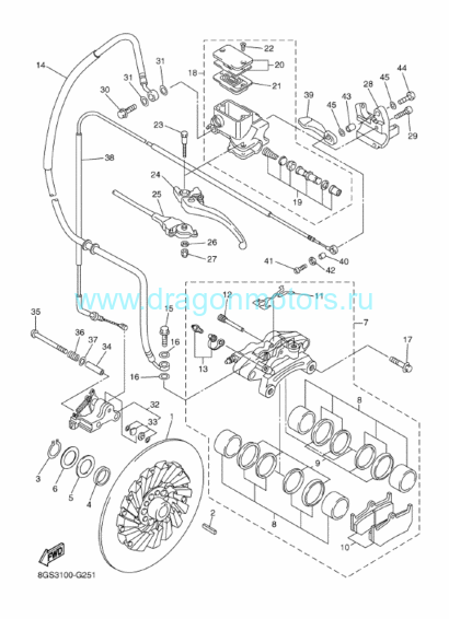 Суппорт тормозной Yamaha VK 10 - 8FU-2580T-01-00