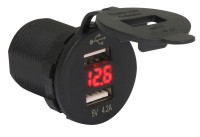 Гнездо питания с USB-разъемами, 4,2 А, вольтметр (10264227)