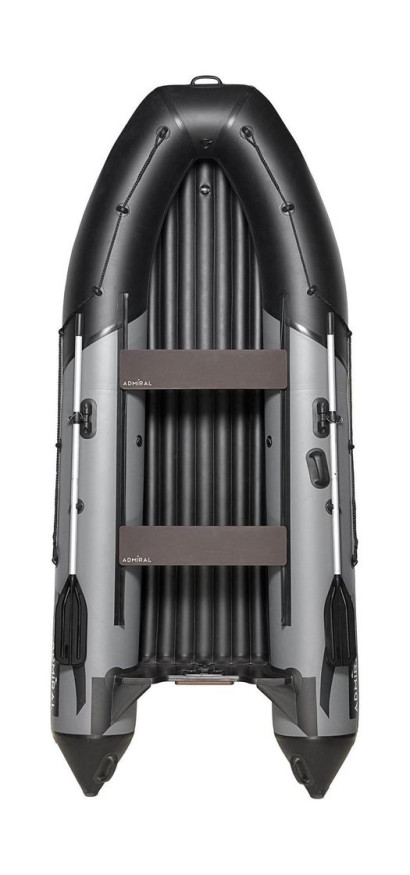 Надувная лодка ПВХ, Адмирал 375 S НДНД,  роульс, рым, накладки, серый/черный