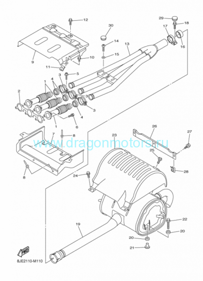 Прокладка выпускного коллектора Yamaha VK 10 - 8ES-14613-00-00