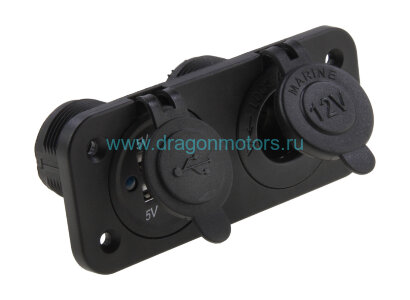 Панель с USB-разъемом 5В 3.1А и прикуривателем - AES121439PU