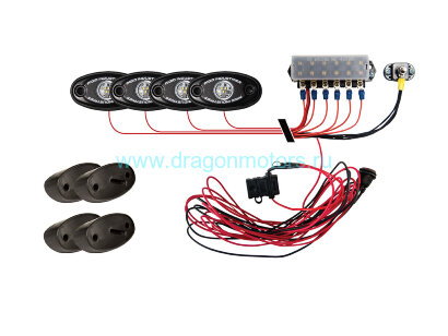 Rock Light Kit- Холодный, белый цвет свечения (4 модуля подсветки + блок управления)