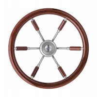 Рулевое колесо LEADER WOOD PLUS деревянный обод серебряные спицы д. 360 мм - VN7360-33