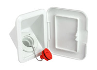 Горловина заливная для бензина в боксе под шланг 38 мм с крышкой, пластик (Nuova Rade)