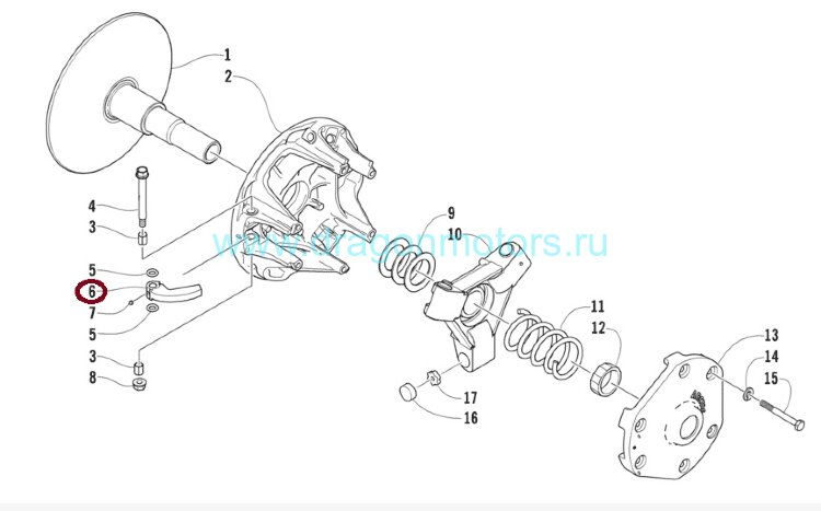 Вариатор и опора двигателя для снегоходов Arctic Cat Panther 570 (2003)