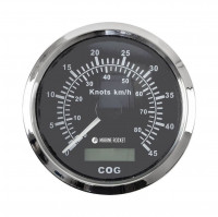 GPS-спидометр аналоговый 0-45 узлов, черный циферблат, нержавеющий ободок, выносная антенна, д. 85 мм, Marine Rocket (SMAGPS045BSMR)