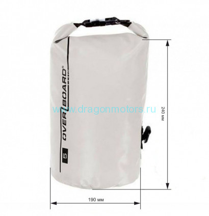 Водонепроницаемый гермомешок (с плечевым ремнем) OverBoard OB1001WHT - Waterproof Dry Tube Bag - 5L (White)