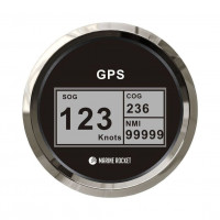 GPS-спидометр электронный, черный циферблат, нержавеющий ободок, выносная антенна, д. 85 мм, Marine Rocket (SMDGPS002BSMR)