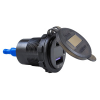 Гнездо зарядное, USB+Type C + вольтметр + кнопка включения (10269773)