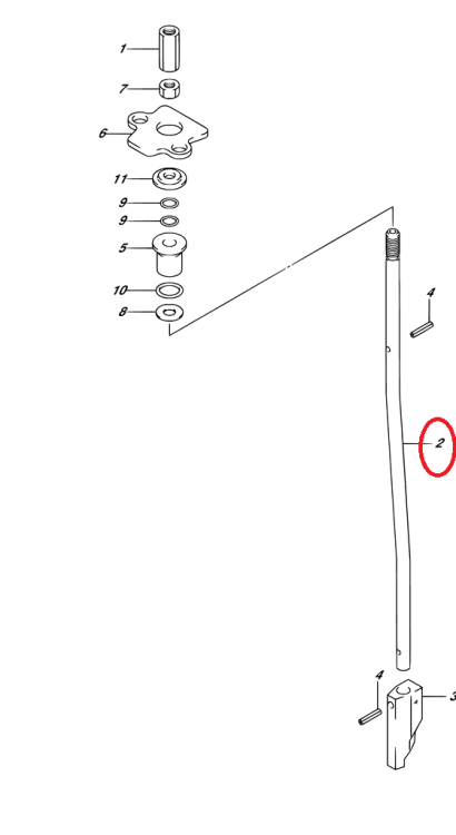Тяга включения хода Suzuki DF8, 9,9, 15, 20 2010- "S"/"L" 25111-99J01-000