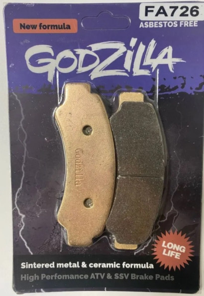 Тормозные усиленные колодки Godzilla FA006 long life (FA726, 9AWA-0811A0) для квадроцикла ATV X8HO/NEW, 10HO/NEW, 600, U1000, Z10/1000 передние, на один суппорт